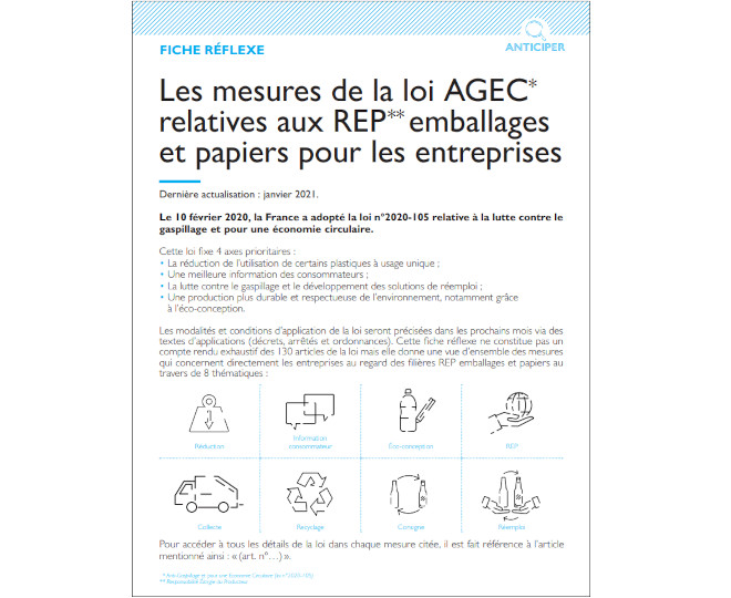 Fiche réflexe sur la loi AGEC Citeo emballages papiers